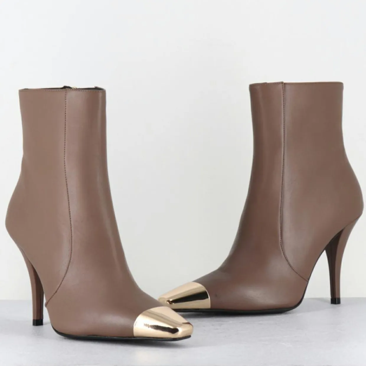 Femme Garrice Lab Bottines^Bottines en Cuir mecha grège - Talon : 9.5cm
