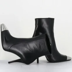 Bottines en Cuir mecha noires - Talon : 9.5cm-Garrice Lab New