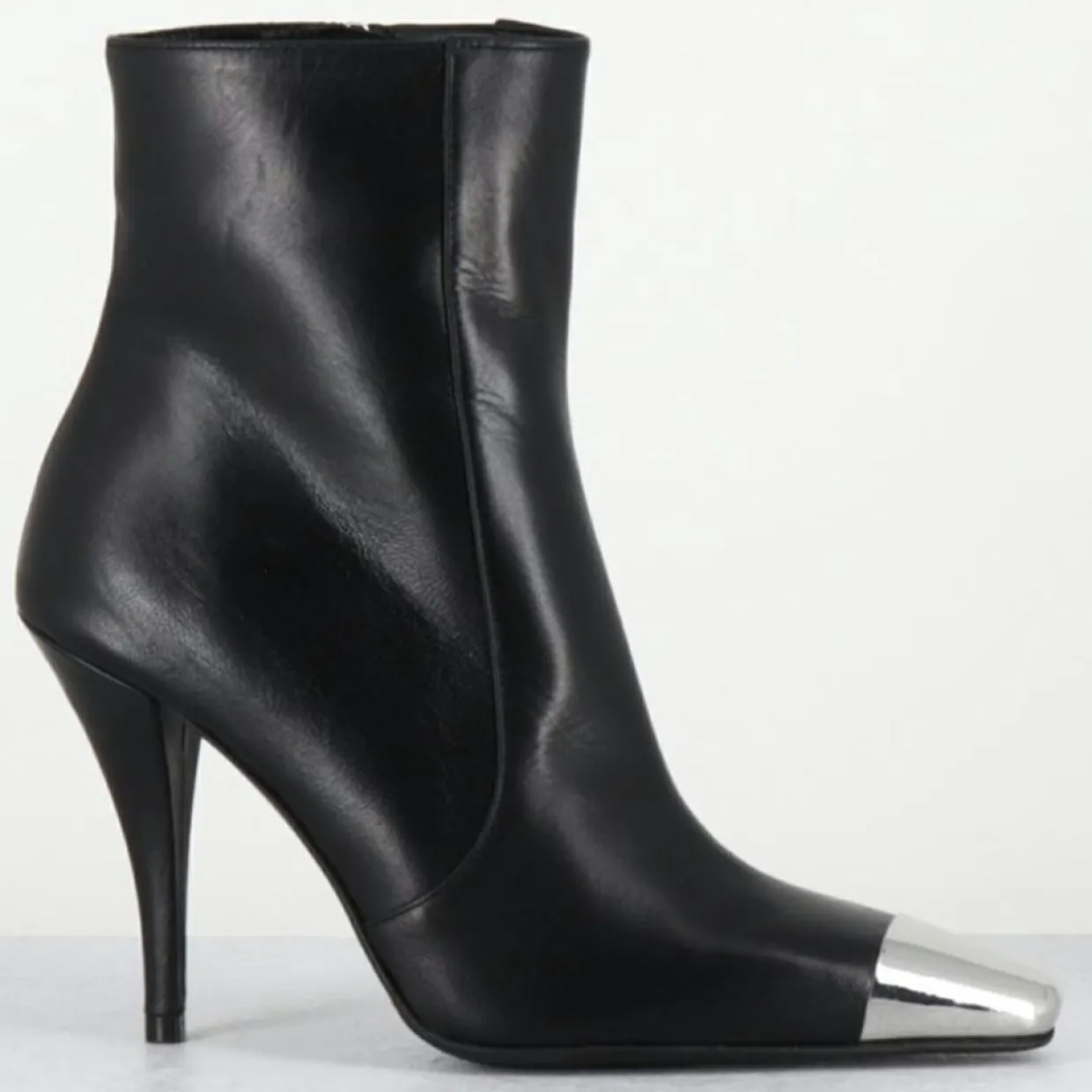 Bottines en Cuir mecha noires - Talon : 9.5cm-Garrice Lab New