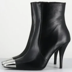 Bottines en Cuir mecha noires - Talon : 9.5cm-Garrice Lab New