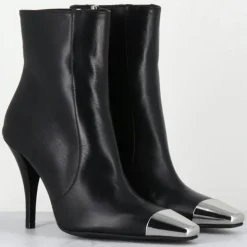 Bottines en Cuir mecha noires - Talon : 9.5cm-Garrice Lab New