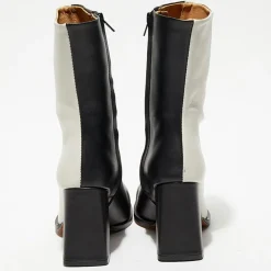Bottines en Cuir Nicole bicolore noir/beige - Talon 8,5 cm-Apologie New