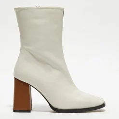 Bottines en Cuir Nicole bicolore beige/camel - Talon 8,5 cm-Apologie