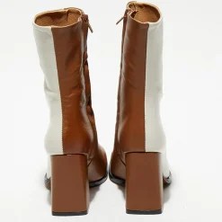 Bottines en Cuir Nicole bicolore beige/camel - Talon 8,5 cm-Apologie