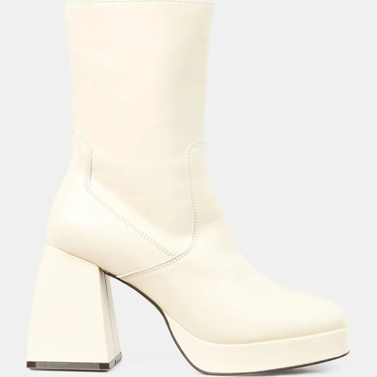 Bottines en Cuir plateforme beiges - Talon 9 cm-Galeries Lafayette
