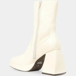 Bottines en Cuir plateforme beiges - Talon 9 cm-Galeries Lafayette