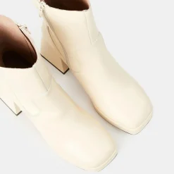 Bottines en Cuir plateforme beiges - Talon 9 cm-Galeries Lafayette