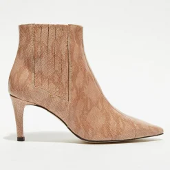 Bottines en Cuir python Suzanne rose/marron - Talon 7 cm-Apologie Outlet