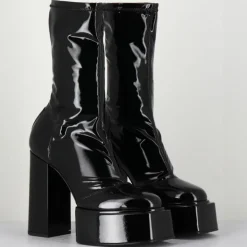 Bottines en Cuir verni Victoria noires - Talon 11.5 cm-3Juin Discount