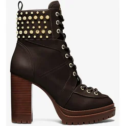 Femme Michael Kors Chaussures Bottines^Bottines en Cuir Yvonne chocolat - Talon 10.2 cm