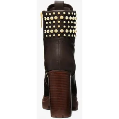 Femme Michael Kors Chaussures Bottines^Bottines en Cuir Yvonne chocolat - Talon 10.2 cm