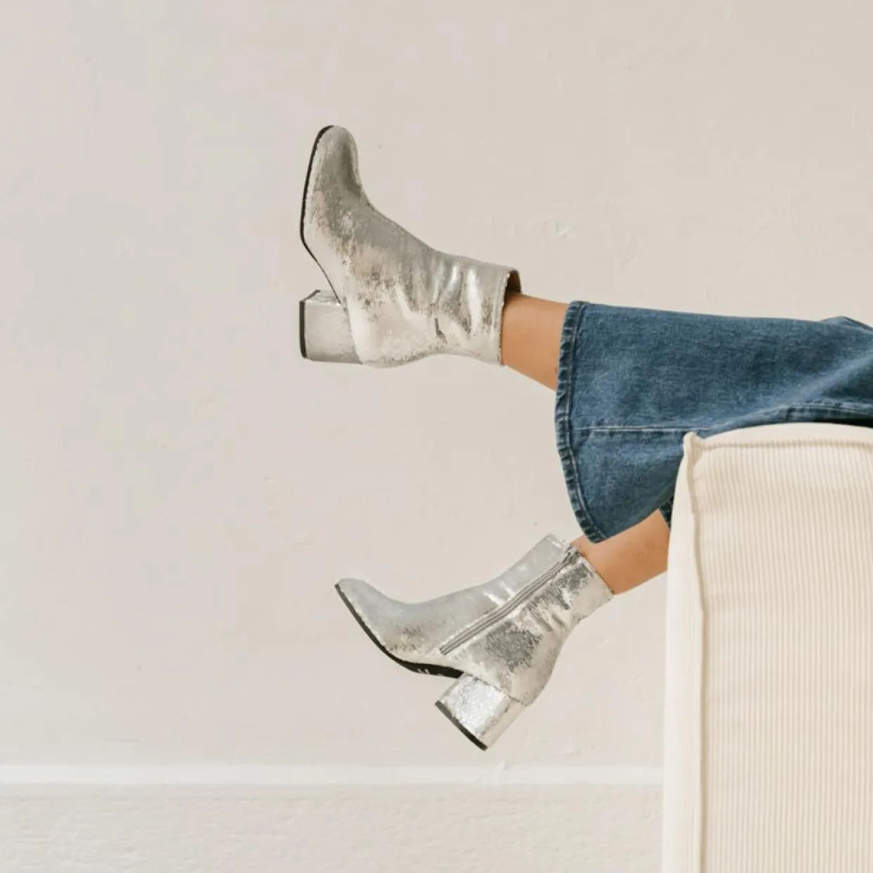 Bottines en Sequins Darlene Bis argentées - Talon 6.5 cm-Jonak Discount