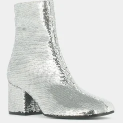 Bottines en Sequins Darlene Bis argentées - Talon 6.5 cm-Jonak Discount