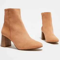 Bottines en Velours de Cuir Elsa poudre - Talon 8 cm-Apologie Discount