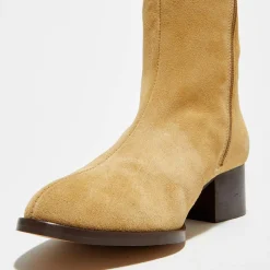 Bottines en Velours de Cuir Amelia beiges-Apologie Sale