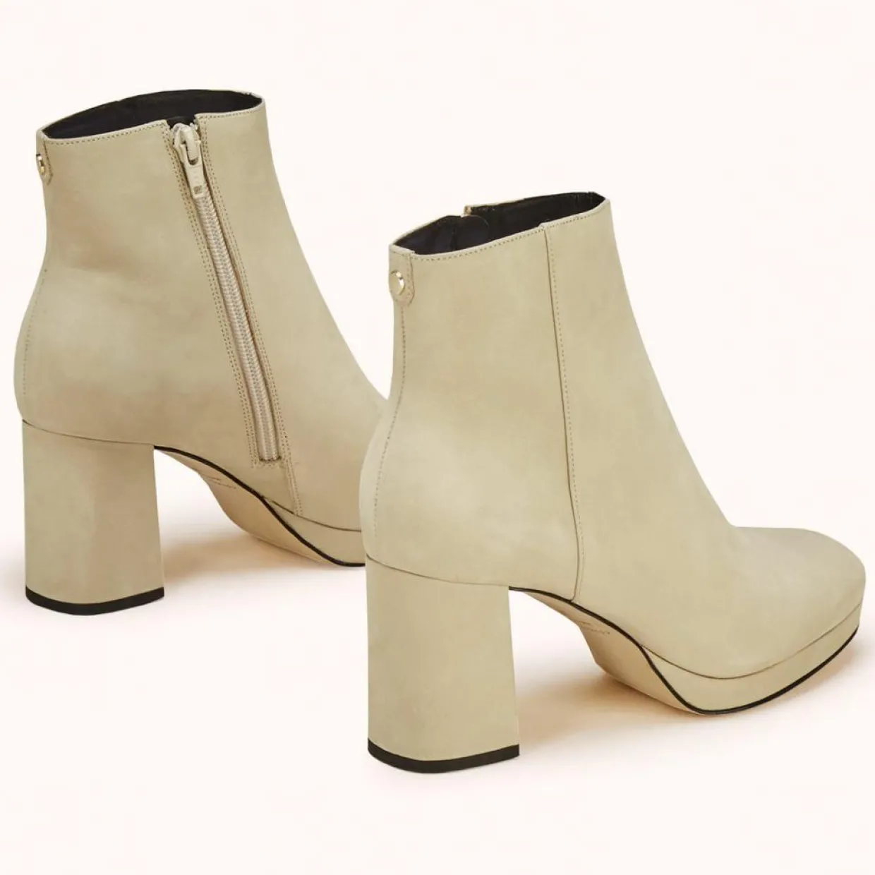 Femme Cosmoparis Bottines^Bottines en Velours de Cuir Zorine beiges - Talon 7 cm