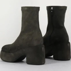 Bottines en Velours de Cuir grises - Talon 8 cm-Vic Matie Sale