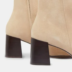 Bottines en Velours de Cuir beiges - Talon 7 cm-Flattered New