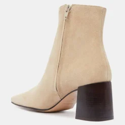 Bottines en Velours de Cuir beiges - Talon 7 cm-Flattered New
