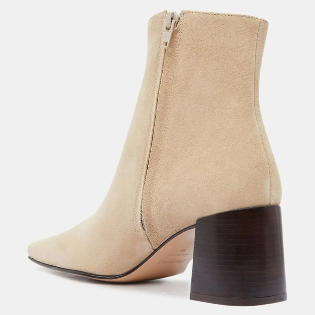 Bottines en Velours de Cuir beiges - Talon 7 cm-Flattered New