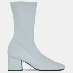 Femme By Far Bottines^Bottines en Velours de Cuir Maya bleues - Talon 6,5 cm
