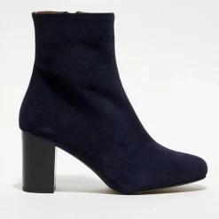 Femme Apologie Bottines^Bottines en Velours de Cuir Ginny marine - Talon 7,5 cm