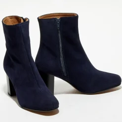 Femme Apologie Bottines^Bottines en Velours de Cuir Ginny marine - Talon 7,5 cm