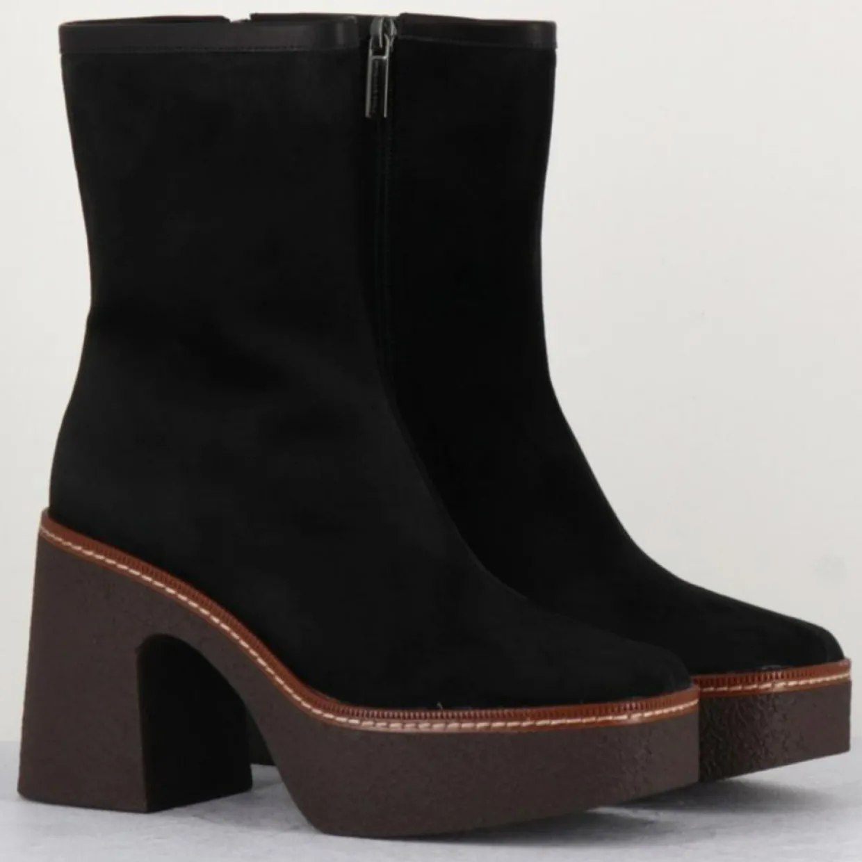 Femme Garrice Lab Bottines^Bottines en Velours de Cuir Carla noires - Talon 9 cm