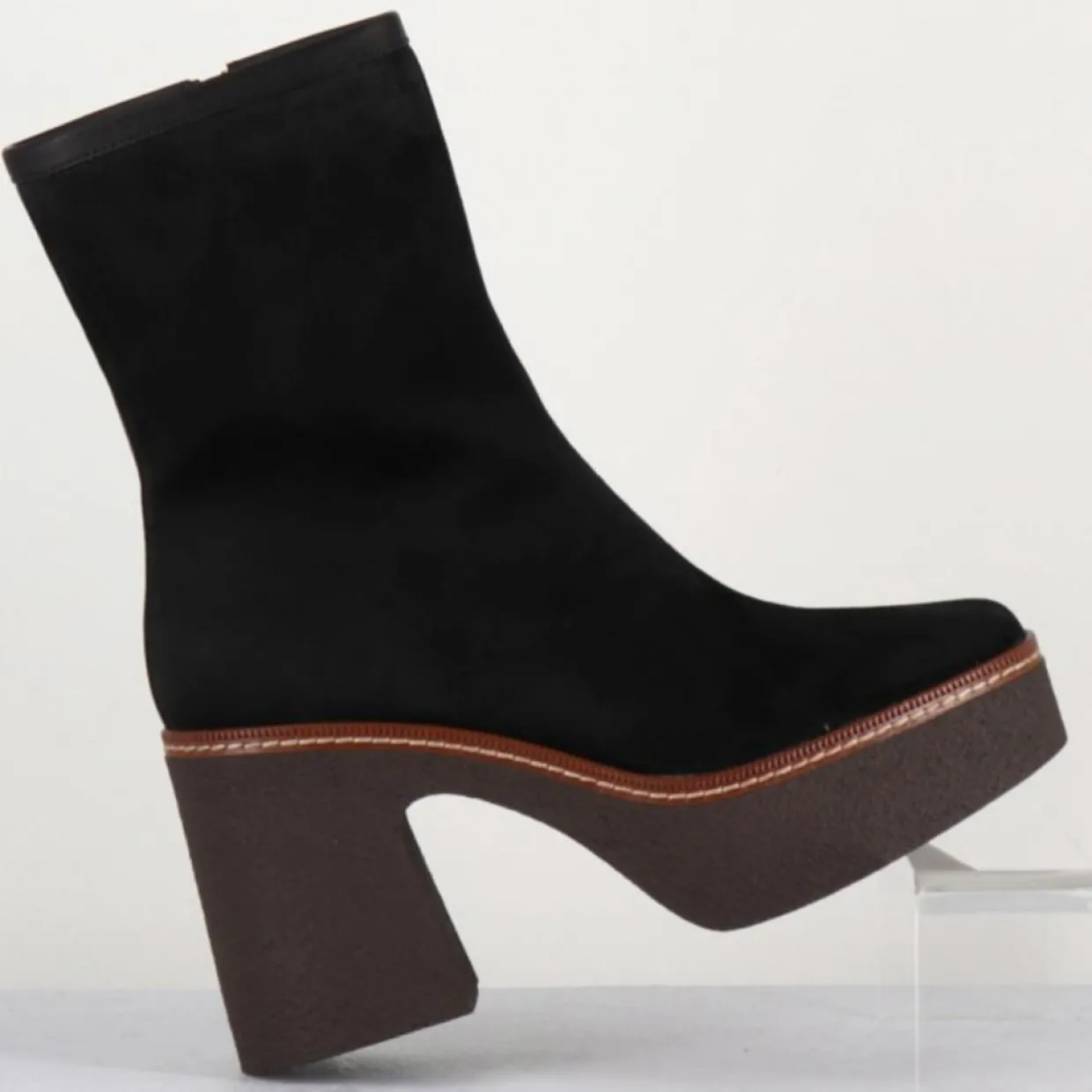Femme Garrice Lab Bottines^Bottines en Velours de Cuir Carla noires - Talon 9 cm
