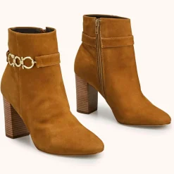 Femme Cosmoparis Bottines^Bottines en Velours de Cuir Reina tabac - Talon 8 cm