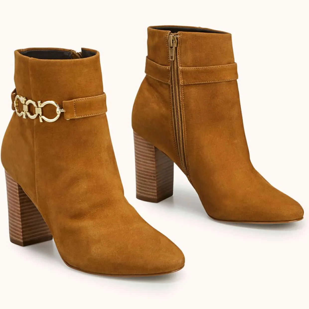 Femme Cosmoparis Bottines^Bottines en Velours de Cuir Reina tabac - Talon 8 cm