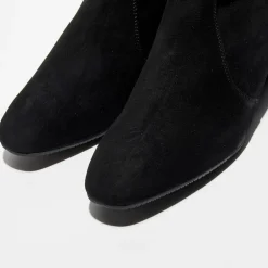 Bottines en Velours de Cuir Accordion noires - Talon 5 cm-Stuart Weitzman Discount