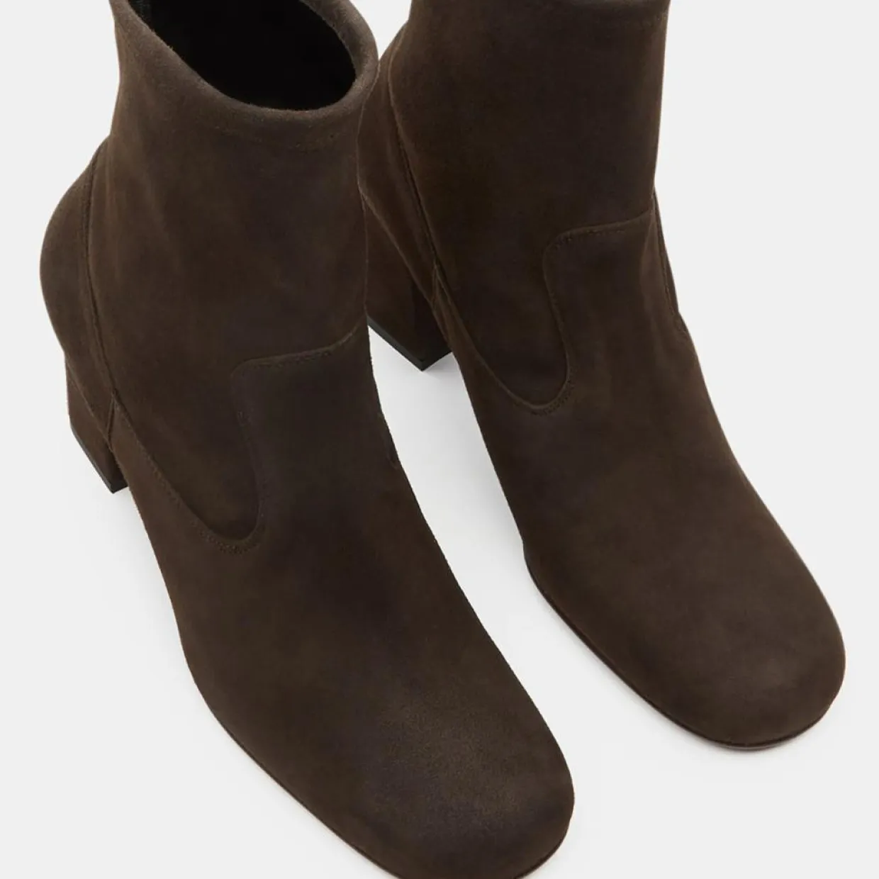 Bottines en Velours de Cuir marron - Talon 8 cm-Avril Gau New