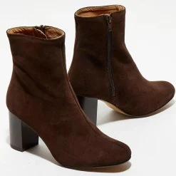 Femme Apologie Bottines^Bottines en Velours de Cuir Ginny marron - Talon 7,5 cm