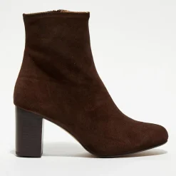 Femme Apologie Bottines^Bottines en Velours de Cuir Ginny marron - Talon 7,5 cm