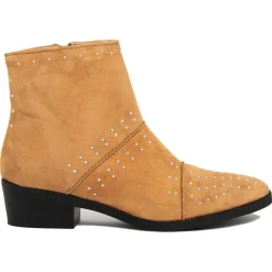 Femme Lab78 Bottines^Bottines plates en Velours de Cuir Eleonore curry