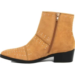 Femme Lab78 Bottines^Bottines plates en Velours de Cuir Eleonore curry
