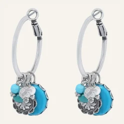 Boucles d'oreilles Amazones Howlite argenté/turquoise-Reminiscence New