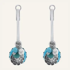 Boucles d'oreilles Amazones Howlite argenté/turquoise-Reminiscence New