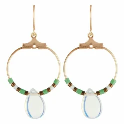 Femme Moonstone Boucles D'Oreilles^Boucles d'oreilles Anna Pierre de Lune blanche en laiton doré