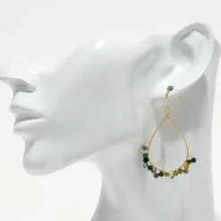 Boucles d'oreilles Claudia Agate multicolore en laiton doré-Moonstone Hot