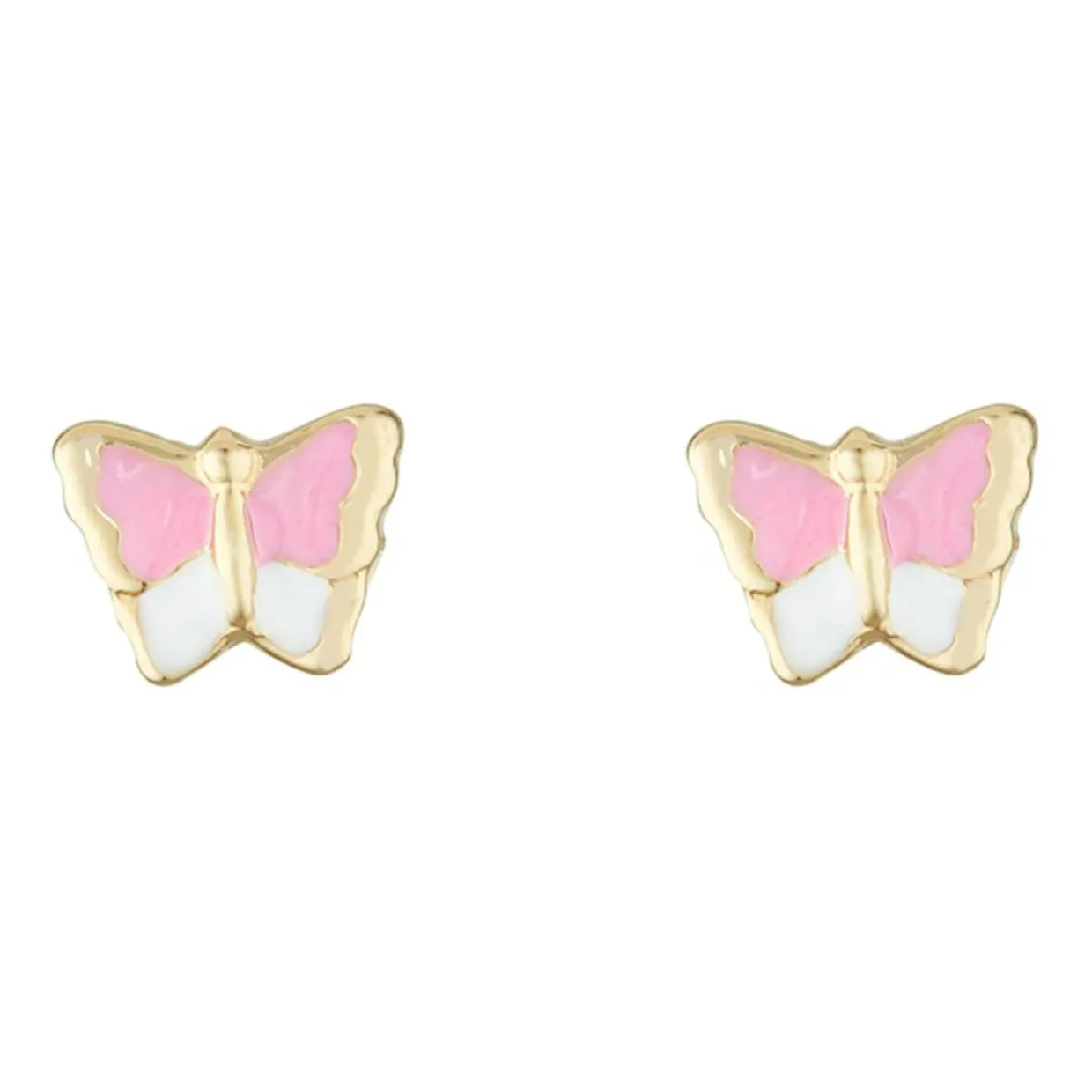 Femme Instant d'Or Boucles D'Oreilles^Boucles d'oreilles enfant Papillon Amoureux Email or jaune