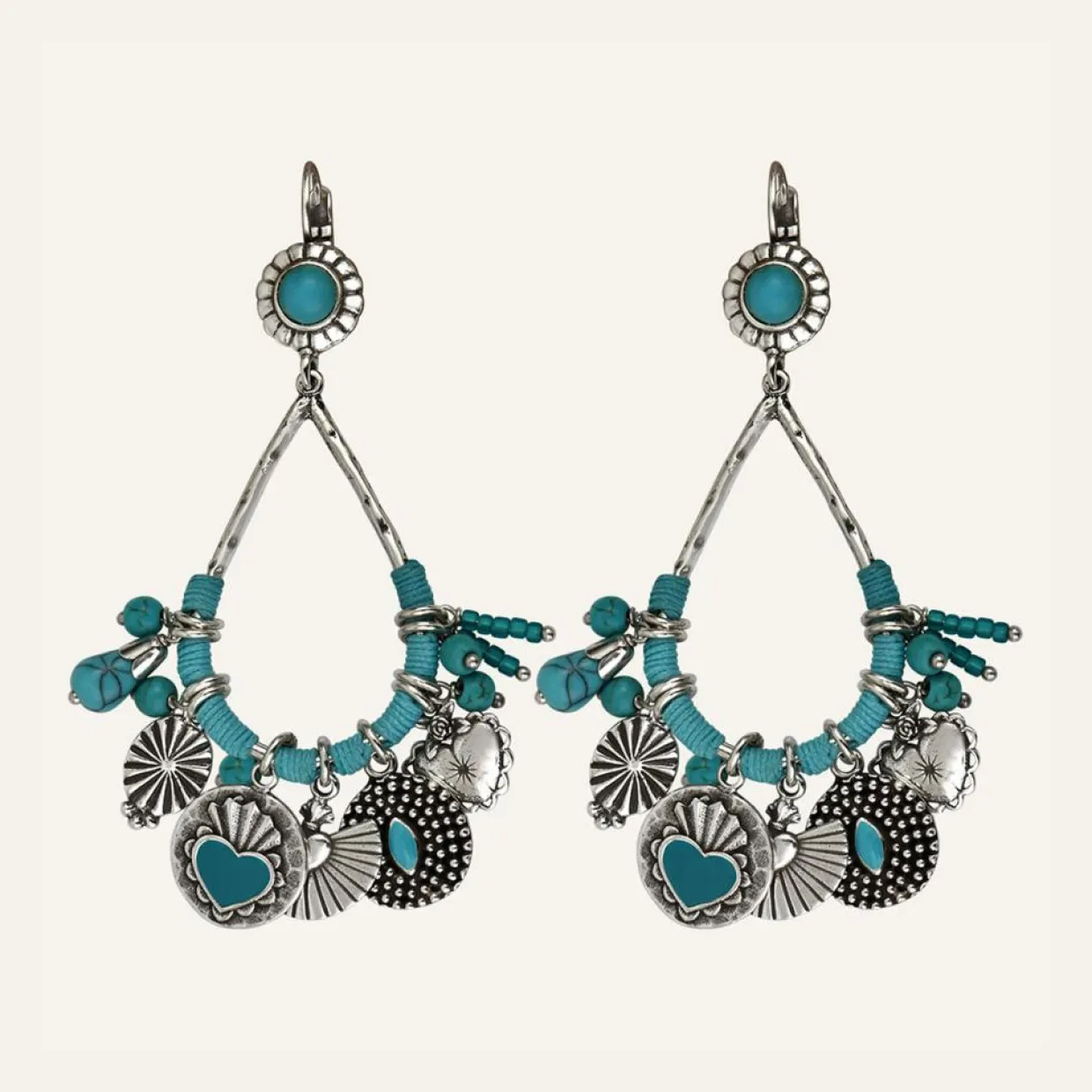 Boucles d'oreilles L'Essence du Coeur Howlite argentées-Reminiscence Best