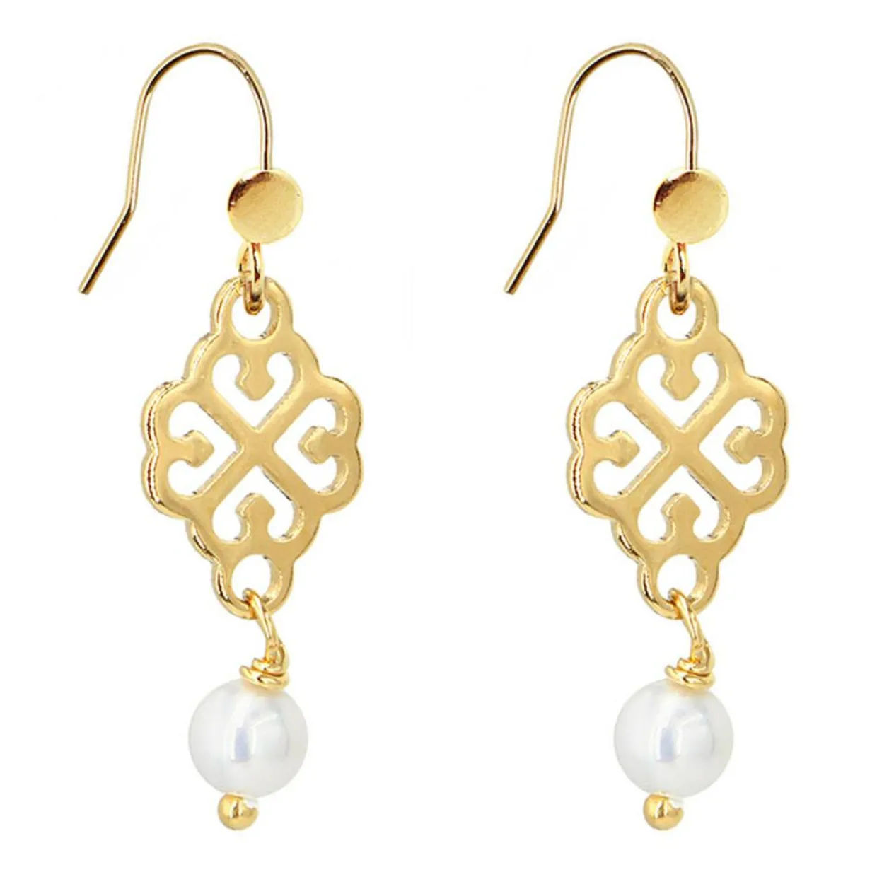 Boucles d'oreilles Moïra en Laiton doré & Perle-Nilaï Paris Hot