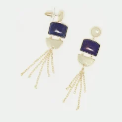 Boucles d'oreilles Peryne Lapis en Laiton doré-Moonstone Discount