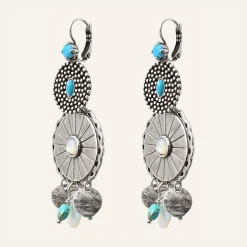 Femme Reminiscence Boucles D'Oreilles^Boucles d'oreilles Positano multipierres argenté/turquoise