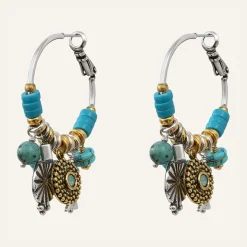 Femme Reminiscence Boucles D'Oreilles^Boucles d'oreilles Positano multipierres argenté/turquoise