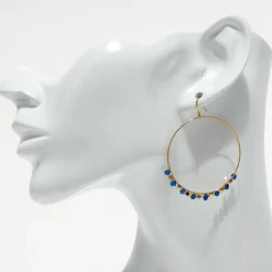 Boucles d'Oreilles Roberta Jade bleu en laiton doré-Moonstone Clearance