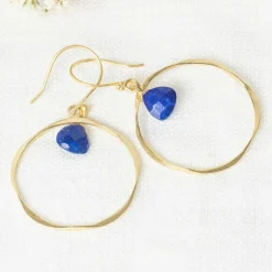 Boucles d'oreilles Véro Lapis Lazuli en laiton doré-Moonstone New