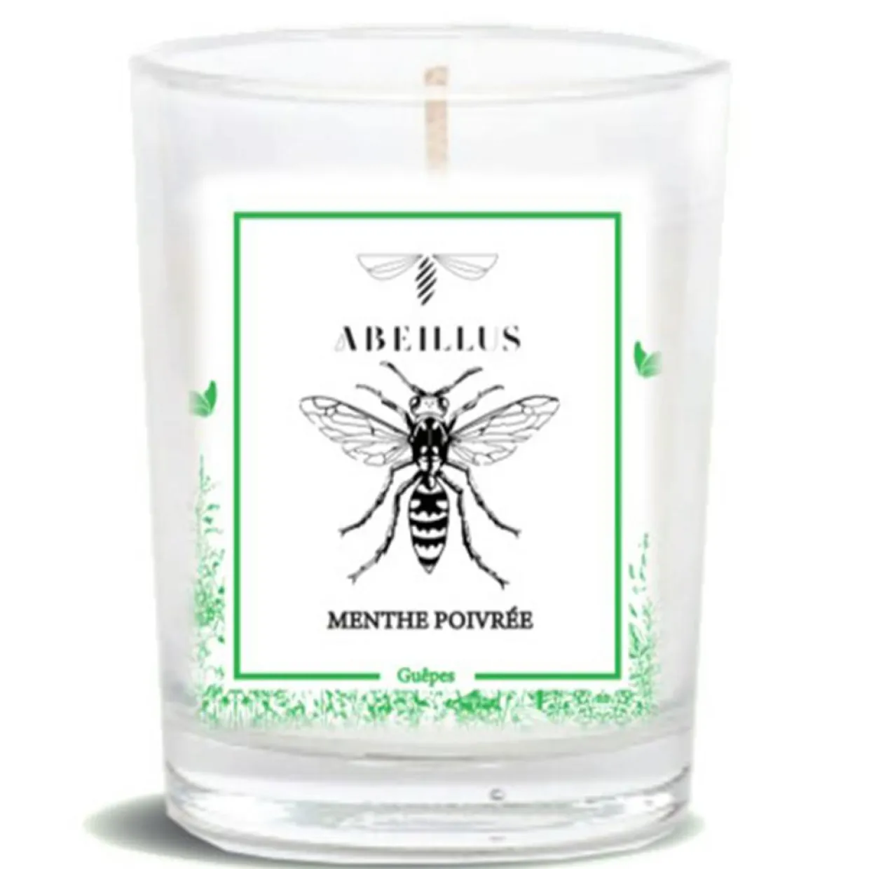 Bougie parfumée Jardin d'été Menthe poivrée ivoire - 45h-Abeillus Outlet